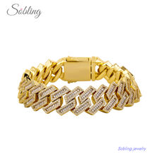 Sobling wholesale 18mm Spring Clasp hip hop Miami Cuban link Chain and bracelet