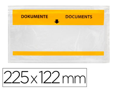 Sobre autoadhesivo q-connect portadocumentos multilingue 225X122 mm ventana