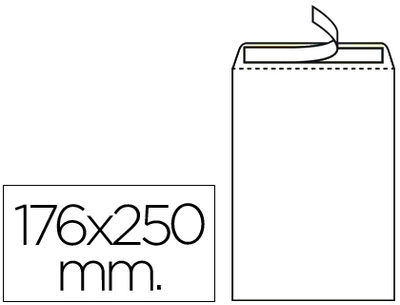 Sobre liderpapel bolsa n.15 blanco B5 176X250 mm tira de silicona caja de 500