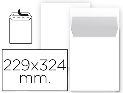 Sobre liderpapel bolsa n 8 blanco din 229x324 mm tira de silicona paquete de 25