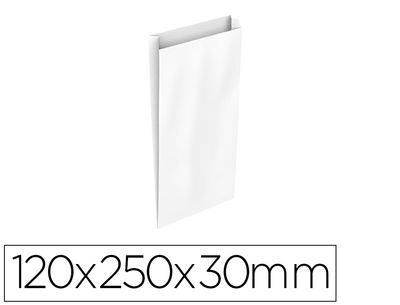 Sobre papel basika celulosa blanco con fuelle xs 120x250x30 mm paquete de 25