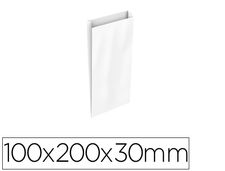 Sobre papel basika celulosa blanco con fuelle xxs 100x200x30 mm paquete de 25