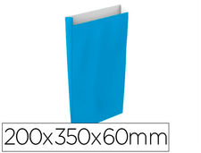 Sobre papel basika celulosa celeste con fuelle m 200x350x60 mm paquete de 25