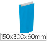 Sobre papel basika celulosa celeste con fuelle s 150x300x60 mm paquete de 25