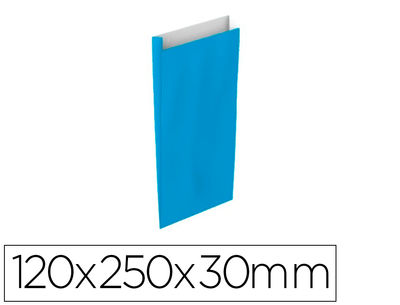 Sobre papel basika celulosa celeste con fuelle xs 120x250x30 mm paquete de 25