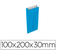 Sobre papel basika celulosa celeste con fuelle xxs 100x200x30 mm paquete de 25