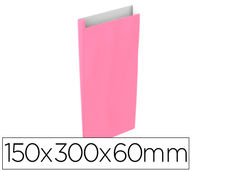 Sobre papel basika celulosa rosa con fuelle s 150x300x60 mm paquete de 25