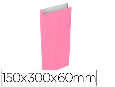 Sobre papel basika celulosa rosa con fuelle s 150x300x60 mm paquete de 25