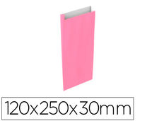 Sobre papel basika celulosa rosa con fuelle xs 120x250x30 mm paquete de 25