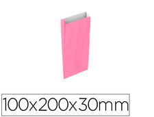 Sobre papel basika celulosa rosa con fuelle xxs 100x200x30 mm paquete de 25