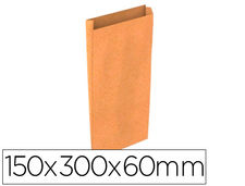 Sobre papel basika kraft natural liso con fuelle s 150x300x60 mm paquete de 25