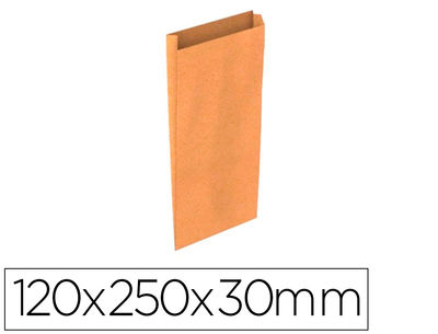 Sobre papel basika kraft natural liso con fuelle xs 120x250x30 mm paquete de 25