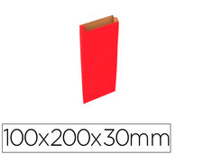 Sobre papel basika kraft rojo con fuelle xxs 100x200x30 mm paquete de 25