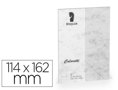 Sobre rossler coloretti c6 ministro color marmol gris 114x162 mm pack de 5