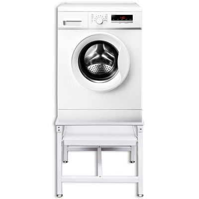 Socle avec étagère coulissante pour la machine à laver blanc - Photo 2