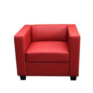 Sofá 1 plaza BASILIO, muy cómodo, en piel color rojo