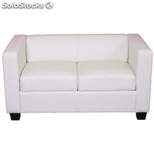 Sofá 2 plazas BASILIO, muy cómodo, en piel color blanco