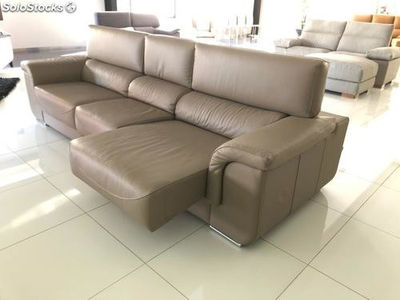 Sofa 3 asientos tapizado en piel espesorada color topo - Foto 2