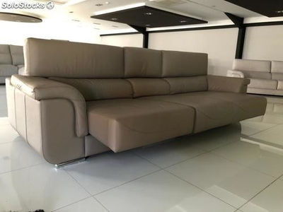 Sofa 3 asientos tapizado en piel espesorada color topo - Foto 3