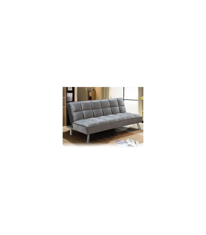 Sofá cama clic clac Neo con brazos en tela gris. 202cm(ancho) x 92cm(fondo)  x