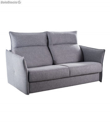 Sofá cama SHARON, apertura sistema italiano tapizado en gris .