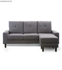 Sofá Chaiselongue Brooklin, 3 Plazas Reversible 190x130x95 Cm Color Gris