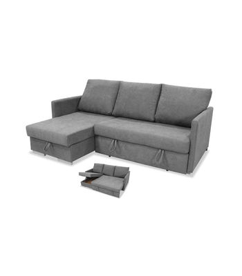 Sofá Chaiselongue cama Gandia tapizado gris, 204cm(ancho) 145cm(fondo)