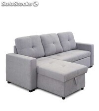 Sofá Chaiselongue Clony Convertible En Cama 224x144x96 Cm Color Gris Claro