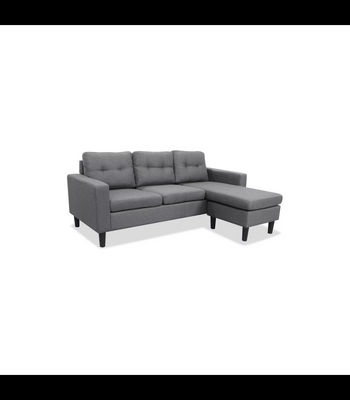 Sofá Chaiselongue Tifón tapizado gris oscuro, 196cm(ancho) 134cm(fondo)