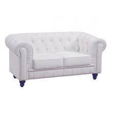 Sofa chester 2 plazas con tapizado similpiel blanco