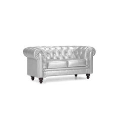Sofa chester 2 plazas con tapizado similpiel plata
