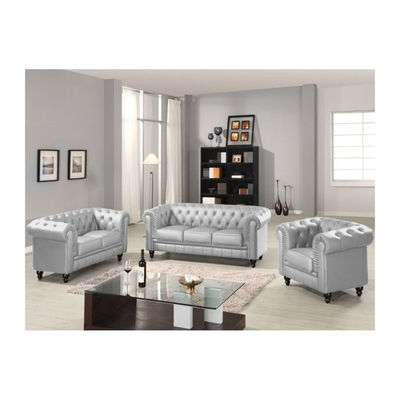 Sofa chester 2 plazas con tapizado similpiel plata - Foto 2