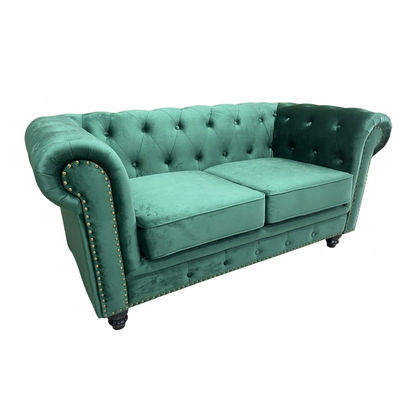 Sofa chester 2 plazas con tapizado velvet esmeralda - Foto 2