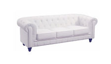 Sofa chester 3 plazas con tapizado similpiel blanco