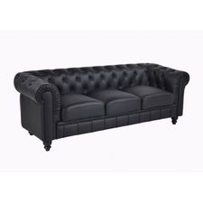 Sofa chester 3 plazas con tapizado similpiel negro