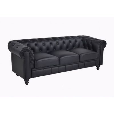 Sofa chester 3 plazas con tapizado similpiel negro - Foto 2