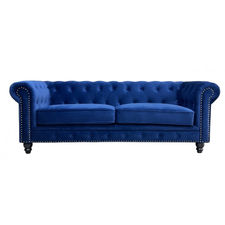 Sofa chester 3 plazas con tapizado velvet azul marino