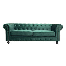 Sofa chester 3 plazas con tapizado velvet esmeralda