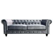 Sofa chester 3 plazas con tapizado velvet gris