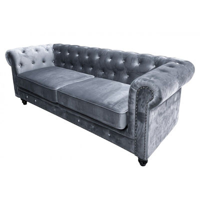 Sofa chester 3 plazas con tapizado velvet gris - Foto 2