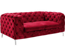 Sofa chester royal 2 plazas con terciopelo rojo royal
