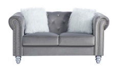 Sofa chester style 2 plazas con velvet gris