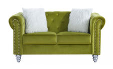 Sofa chester style 2 plazas con velvet verde limon