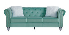 Sofa chester style 3 plazas con velvet verde claro