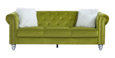 Sofa chester style 3 plazas con velvet verde limon