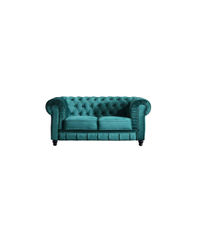 Sofá de 2 plazas Chesterfield tapizado en tela velvet verde, 166 cm(ancho) 75