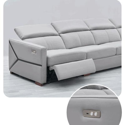 Sofá de cuero minimalista moderno para sala de estar, chaise longue en forma - Foto 2