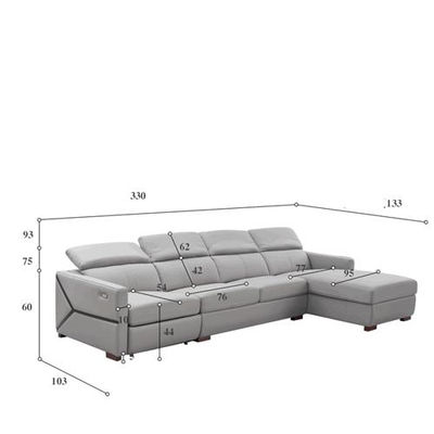 Sofá de cuero minimalista moderno para sala de estar, chaise longue en forma - Foto 4