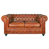 Sofá de dois lugares de couro com acabamento em capitone, estilo vintage