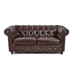 Sofa de espera doble con respaldo tapizado en marrón - Modelo Dock - Foto 2